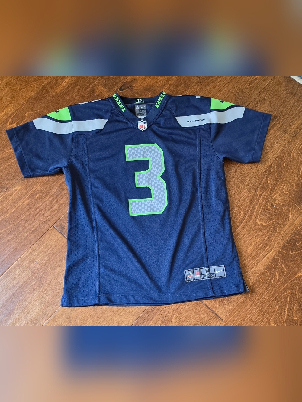 Nike Kids' Seattle Seahawks #3 Navy & Neon Green Football Jersey Size M